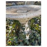 Concrete 2 piece birdbath approximately 25 x 23 x 23 inVERY HEAVY will need help and equipment to remove. Easy alley to backyard access.