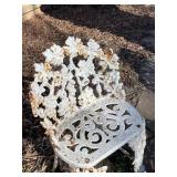 Antique cast iron patio table 14 x 21 x 21 in with 2 chairs