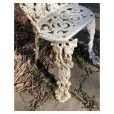 Antique cast iron patio table 14 x 21 x 21 in with 2 chairs