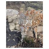 Antique cast iron patio table 14 x 21 x 21 in with 2 chairs