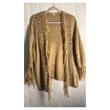 Reba Brand knit sweater with fringe size large, new tags still attached