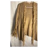 Reba Brand knit sweater with fringe size large, new tags still attached