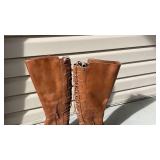 Vince Camuto tan leather boots womens size 9 never  worn with boot shapers