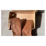 Fossil brown leather boots womens size 10 never worn with original box