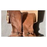 Fossil brown leather boots womens size 10 never worn with original box