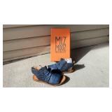 Miz Mooz blue leather sandals womens size 49 never worn brand new with box
