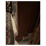 Antique Larkin-Inspired quarter sawn oak leaded pane glass front display bookcase 59 x 42 x 14 in