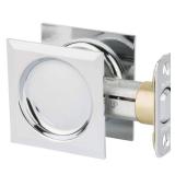 334x26 Square Pocket Door Lock Passage - Polished Chrome
