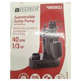 Utilitech Cast Aluminum Submersible Sump Pump 1/3 HP 40 GPM 0955622 9ft Cord