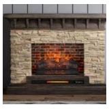 allen roth 53-in Wide Sedona Free Standing Infrared Quartz Flat Wall Electric Fireplace