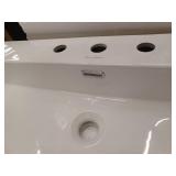 Claire Ceramic White Console Sink With 30 in. W and Matte Black Legs and 8 in. Widespread Faucet Holes