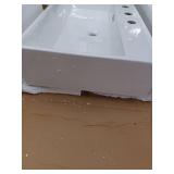 Claire Ceramic White Console Sink With 30 in. W and Matte Black Legs and 8 in. Widespread Faucet Holes