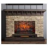 allen roth 53-in Wide Sedona Free Standing Infrared Quartz Flat Wall Electric Fireplace