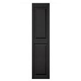 15 in. x 63 in. Raised Panel Vinyl Exterior Shutters Pair in #002 Black