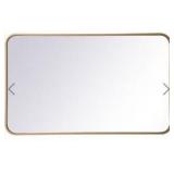 Modern Rectangular Wall Mirror with Brass Frame 36x22