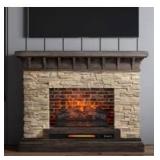 allen roth 53-in Wide Sedona Free Standing Infrared Quartz Flat Wall Electric Fireplace