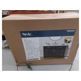 48-inch Black Bathroom Vanity with Cultured Marble Top and Gold Hardware