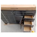 48-inch Black Bathroom Vanity with Cultured Marble Top and Gold Hardware