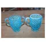Vtg. Fenton Hobnail Creamer & Sugar Bowl