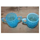 Vtg. Fenton Hobnail Creamer & Sugar Bowl