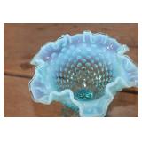 Vtg. Fenton Hobnail Ruffled Compote Bowl