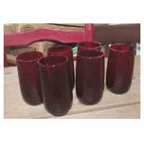 6-Vintage Ruby Red Glasses