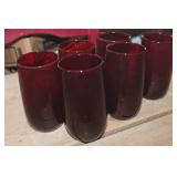 6-Vintage Ruby Red Glasses