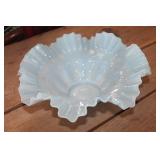 Vintage Fenton Blue Ruffled Bowl
