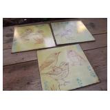 3-12" x 12" Metal Bird Pictures