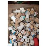 Flat of Vintage Wooden Spools
