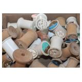 Flat of Vintage Wooden Spools