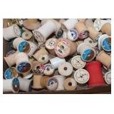 Flat of Vintage Wooden Spools