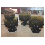 Vintage Green Glass Sherbert Bowls