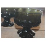 Vintage Green Glass Sherbert Bowls