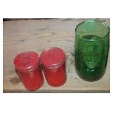 Vtg. Metal S&P Shakers, Green Glass Cups & More
