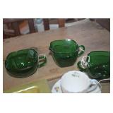 Vtg. Metal S&P Shakers, Green Glass Cups & More
