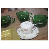 Vtg. Metal S&P Shakers, Green Glass Cups & More