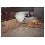Vintage Wood Boxes & Crock