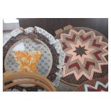 Vtg. Folded Star Quilt Wall Hangings & More