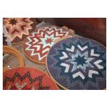Vtg. Folded Star Quilt Wall Hangings & More