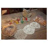 Vintage Pin Cushion, Spools & More