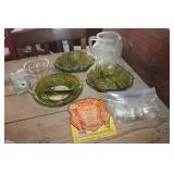 Vintage Green Glass Serving Bowls & More