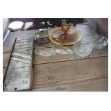 Vtg. Amber Glass Serving Dish and More