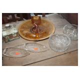 Vtg. Amber Glass Serving Dish and More