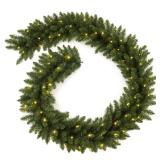 9 FT Pre-lit Christmas Garland Holiday Artificial 50 Led Light for Stairs Wall Door Indoor Outdoor Garland with Battery Operated Timer, for Home Decorations Fireplaces