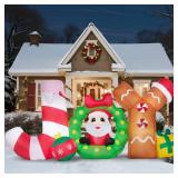 JOYIN Christmas Inflatable Decoration, Blow Up Joy with Santa with Build-in LEDs for Xmas Party Outdoor Decor, Christmas Inflatable Decoration for Outdoor Yard Garden Lawn Xmas Decor