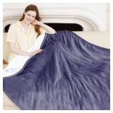 VELLUBAM Heated Blanket Throw 50 x 60 - Soft Flannel Sherpa Electric Blanket Throw with 5 Heating Levels & 4 Hours Auto Off, Machine Washable, Ideal Gift for Grandma (Purple)