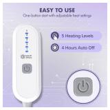 VELLUBAM Heated Blanket Throw 50 x 60 - Soft Flannel Sherpa Electric Blanket Throw with 5 Heating Levels & 4 Hours Auto Off, Machine Washable, Ideal Gift for Grandma (Purple)