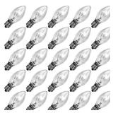 GOOTHY 25 Pack C7 Clear Christmas Light Bulbs, C7 Incandescent Christmas Replacement Lights Bulbs for Outdoor String Lights, C7/E12 Candelabra Base Candles Salt Lamp Bulb, 5 Watt Night Light Bulbs