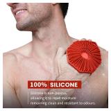 iTokGoK Silver-Infused 2-in-1 Silicone Body Scrubber, Double-Sided Design Body Brush Silicone Body Scrubber Exfoliating Body Brushes for All Skin for Showering, Lathers Well- Red